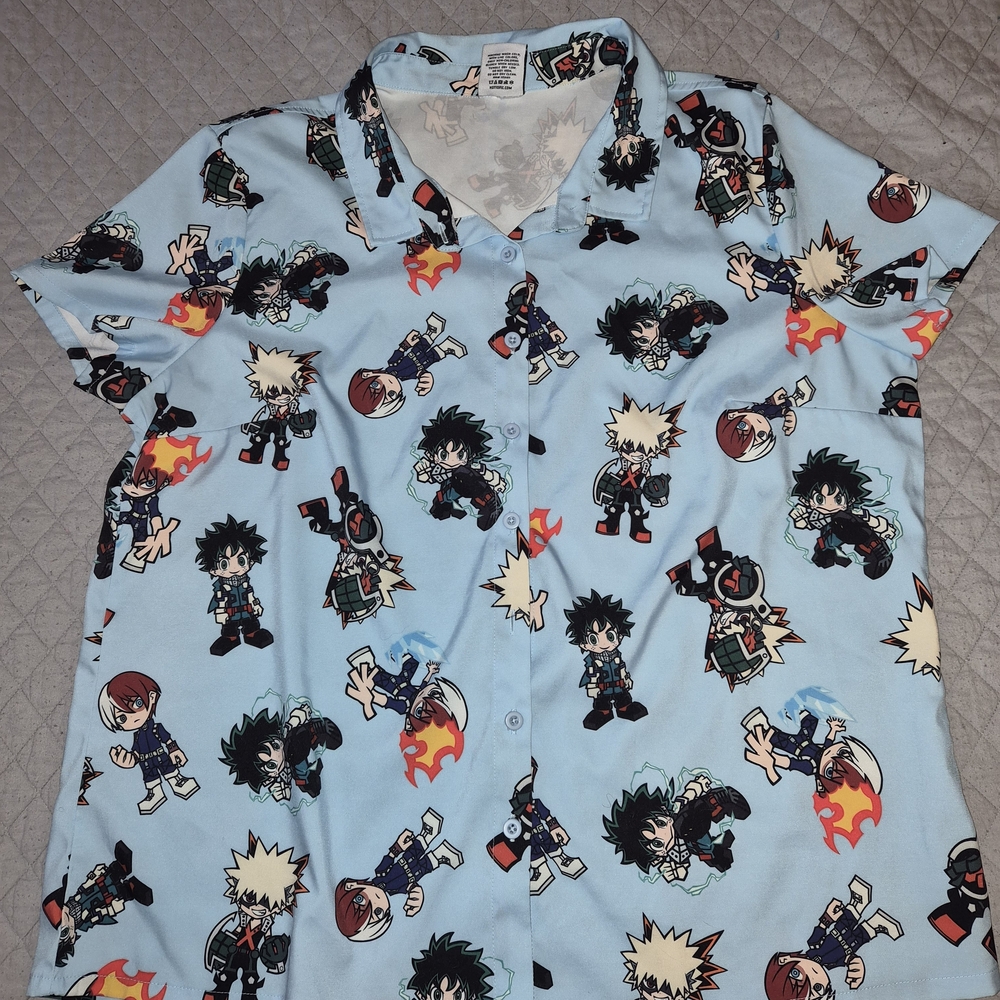 Hot Topic Light Blue Anime Graphic Shirt